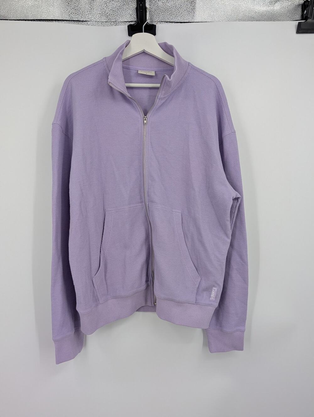 Comfrt Men's Medium Full Zip Purple Waffle Collared Jacket Light Weight Casual
